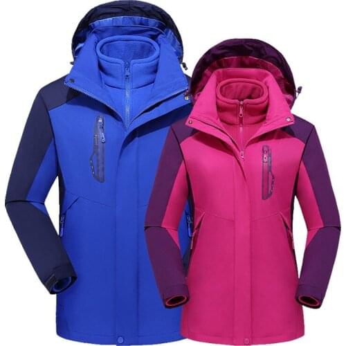 Winter 3in1 Fleece Detachable Jacket Men Women Camping Fishing Hiking Climbing Ski Jackets Waterproof Breathable Oversized Coats