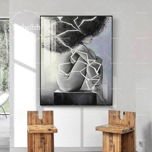 1 Pieces Hot Black And White Nude Woman Portrait Wall Art Pictures For Living Room HD Spray On Canvas Oil Paintings Home Decor