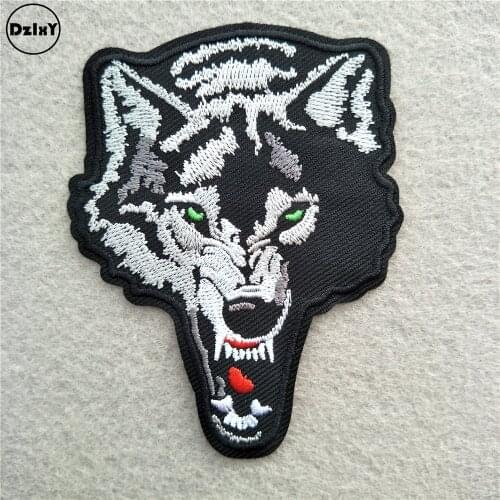 1 PCS Fierce Wolf Patches for Kids Iron on Embroidery Badges Appearance on Clothes Sew on Stripes Animals Appliques @F-82