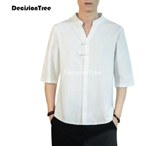 2021 mens kung fu loose blouse traditional chinese tang suit cheongsam vintage wushu oriental t shirts linen tee casual shirts