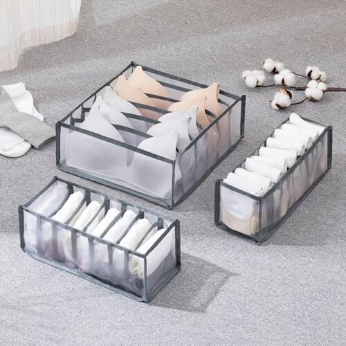 3pcs Closet Organizer Socks Dormitory Home Separated Underwear Storage Box 6/7/11 Grids Bra Organizer Foldable Drawer Organizer