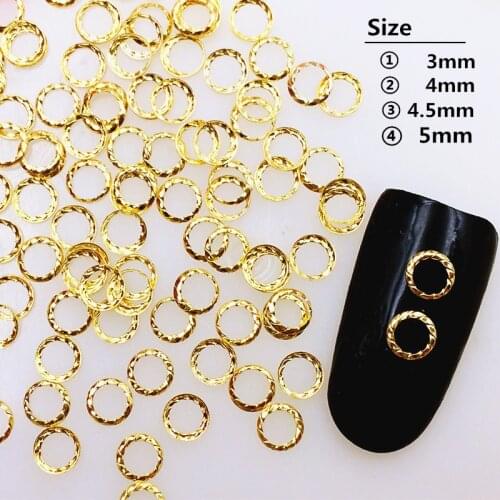 500Pcs/Lot 3mm 4mm 4.5mm Gold Silver Hollow Round Rivets Studs Metal Alloy Nail Art Decorations 3D DIY Nail Stickers/Charms