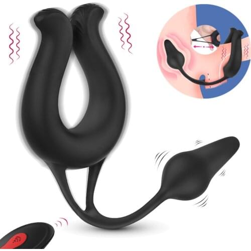 9 Modes Vibrating Penis Massager Ring Dildo Sex Toys For Men Scrotum Massager Male Chastity Cage Testicle Bondage Vibrators