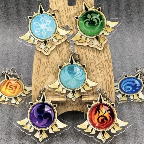 Anime Game Genshin Impact Element Keychain Pendant Cartoon Badge Cartoon Cosplay Accessories
