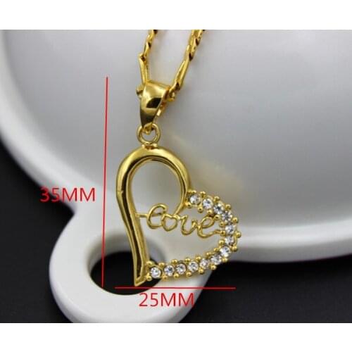 Bangrui Classical Heart Necklace & Pendant For lover Round Rhinestone Golden Chain For Women Jewelry Valentines Day Gift