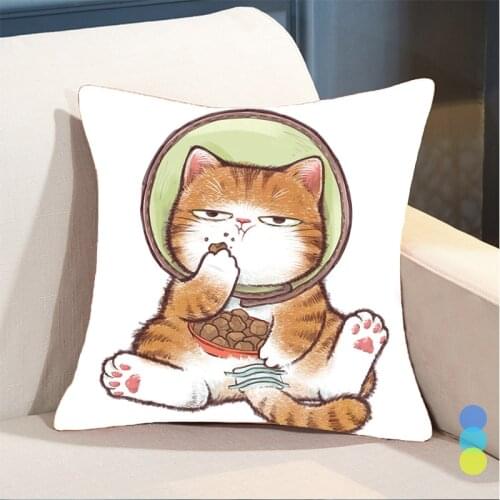 New Modern Minimalist Wind Polyester Double -sides Printed Cute Cat with Hood 45*45cm Home Decoration for Sofa Throw Pillowcase
