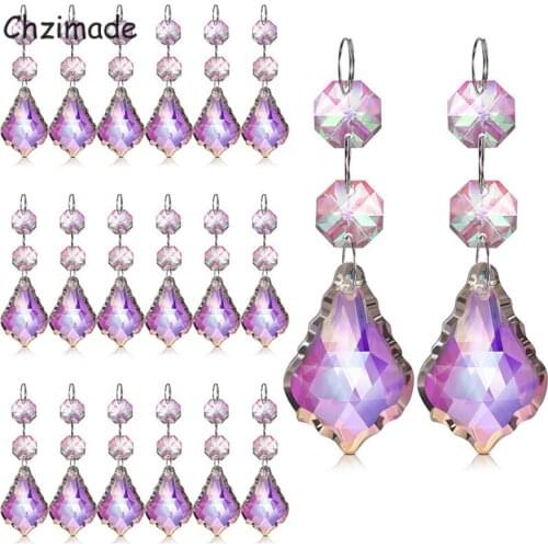 Chzimade 20Pcs/lot 7.3cm Crystal Prism Suncatcher Clear Glass Chandelier Crystal Parts Hanging Pendant Wind Chimes Diy Making