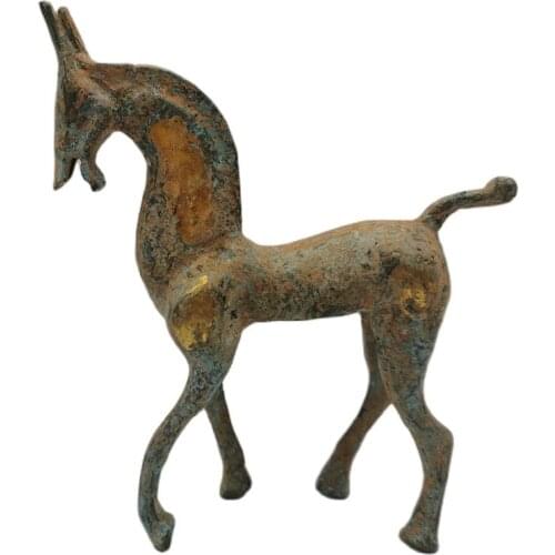 Chinese junk collection antique bronze gilt Han Dynasty horse home decoration