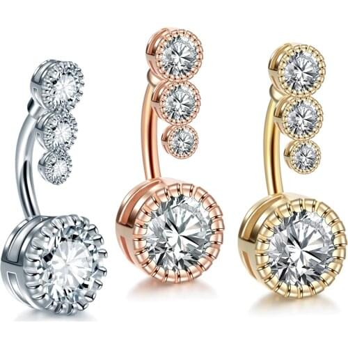 1Pc Crystal Belly Button Rings Navel Piercing Surgical Steel 14G Navel Ring Belly Piercing Fashion Body Jewelry Nombril Ombligo
