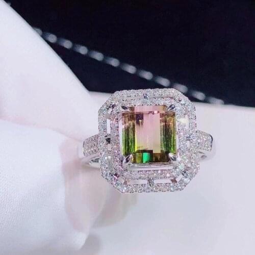 H1029 Tourmaline Ring Pure 18K Gold 100% Natural Watermelon Tourmaline 2.79ct Gemstone Female Rings for Women Fine Ring