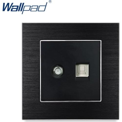 Computer & Satellite Socket Ethernet RJ45 CAT6 Wallpad Luxury Satin Metal Panel Electric Wall SAT Data Socket