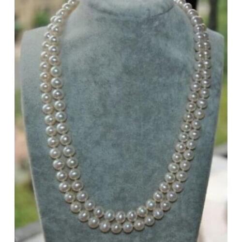 Beautiful NEW AAA 8-9 MM south sea white pearl necklace 35 inch 50"YELLOW Clasp