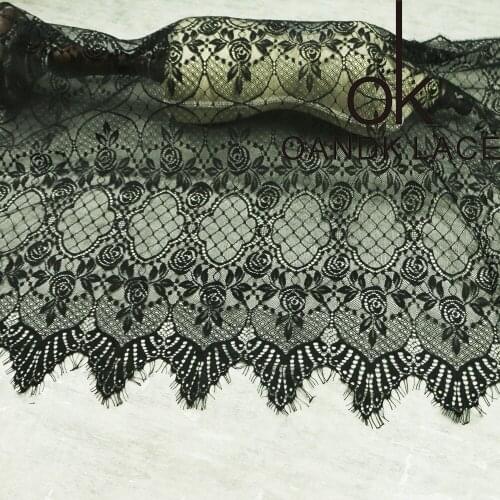 3meter/ lot Eyelash Lace Fabric 56cm DIY Decorative High Quality Soft Off Nylon Eyelash Lace Trim Wedding Dress Fabric