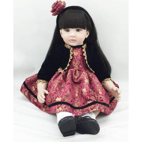 22inch 55cm Toddler Baby Girl Dolls Vinyl Silicone Reborn Baby Girl Gift Play Toy Doll In Chinese Style Dress Kids Birthday Gift