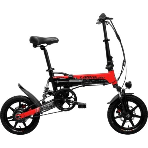 G100 400W Powerful Folding Bicycle, 14 Inch Electric Bike, 5 Grade Assist, Both Disc Brake, Suspension Fork E-bike