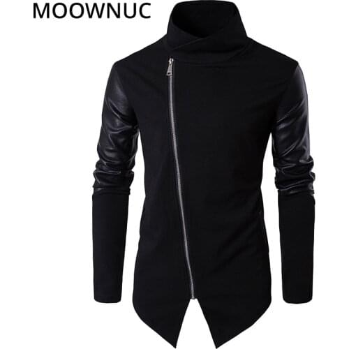 Fashion Hoodies Male 2020 Autumn Stand Collar Cotton Smart Casual Slim Homme Cardigan Tracksuit Trendsetter Men MOOWNUC Black