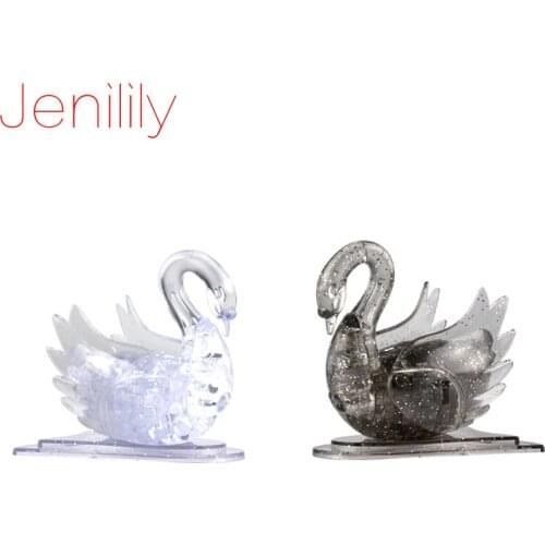 New Design Puzzles Toys DIY Elegant Swan White and Black Crystal 3D Puzzles Educational Toys for Children 45 Pcs JN9004