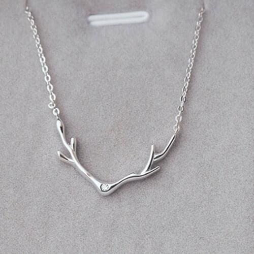 925 Sterling Silver Deer Antlers Necklaces & Pendants Christmas Vintage Necklace Sterling Silver Jewelry Collier