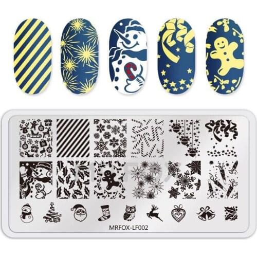 Christmas Festival Nail Stamping Plates Snowflake Image Nail Stamp Plate Template Printing Stainless Steel Stencil Tools