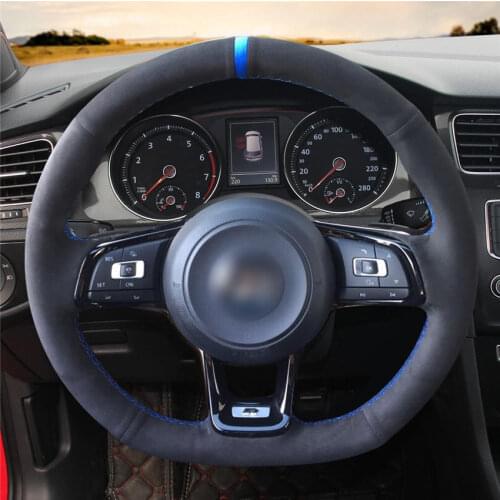 DIY Anti-Slip Wear-Resistant Steering Wheel Cover For Volkswagen Golf 7 GTI T-Roc Variant (R-Line) Car Interior Decoration