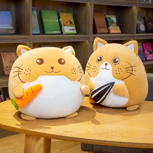 25/40cm Cute Fat Snack Hamster with Carrot Plush Toys Stuffed Animals Doll Soft Mouse Round Pillow for Baby Kids Girls Gift