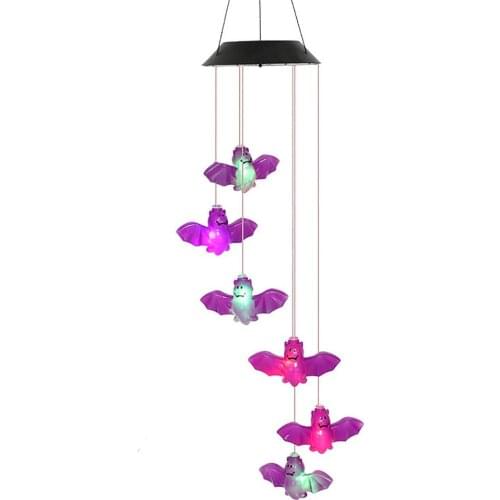 Solar Wind Chime Lights Colorful Hanging LED Lamp for Garden