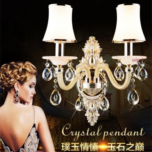 LED Zinc alloy European style CRYSTAL lamp Collocation luxurious WALL lamps k9 CRYSTAL K9 E14 wall lamp