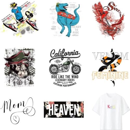 Iron-on Transfers for Clothing Patches Heat Transfer Stickers Stripe Rock Diy Letters Patch Fusible Vinyle Adhesive Applique C