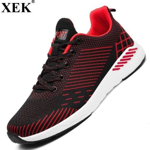 XEK 2018 Big size 48 Spring/Summer Breathable Mesh Lovers Running Footwear shoes Soft Light Weight Couple Men Sneakers JH171