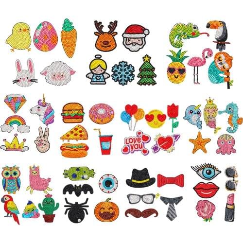 Funny Kids Toys Stickers Kit DIY Round Drill Diamond Painting Cartoon Doll Rhinestone Drawing Picture Decal for Home Phone Cup