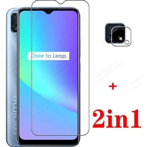 Realme c 25 glass 2in1 camera protectors for oppo realme realmi real mi c25 25c phone screen film cover realmec25 6.5'' fundas
