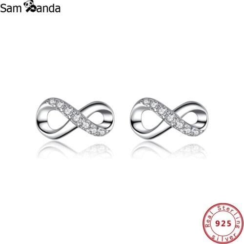 2020 Authentic 100% 925 Sterling Silver Earrings Sparkling Infinity Piercing Crystals Earings For Women Birthday Gift Fashion
