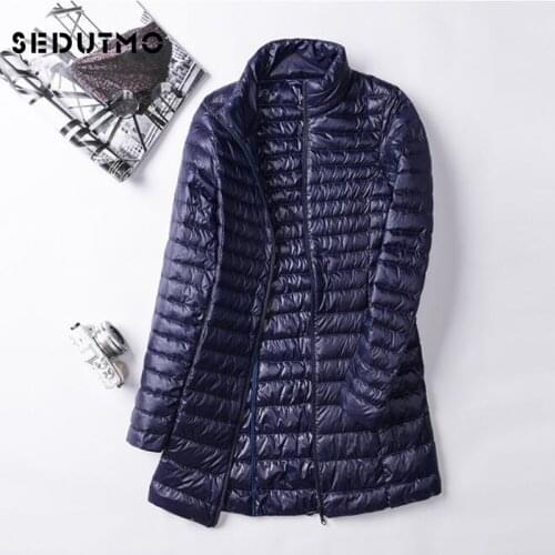 SEDUTMO Winter Plus Size 4XL Womens Down Jackets Ultra Light Duck Down Doat Long Puffer Jacket Slim Autumn Parkas ED028