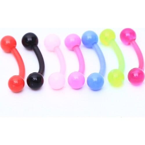 ZLDYOU 5pcs 16G Ball Spike Eyebrow Rings Soft Flexible Eyebrow Ring Mixed Colors Body Piercing Jewelry 1.2x8x3mm
