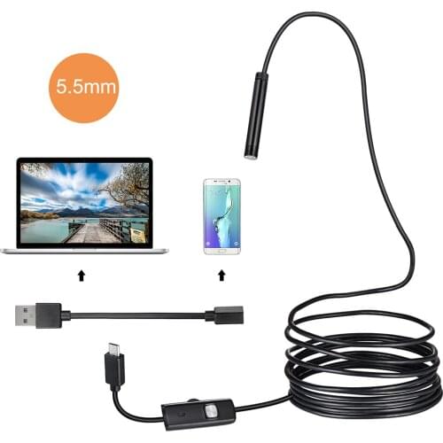 1M/2M/5M 3.5M 5.5mm Usb Endoscope Camera USB Android Endoscope Waterproof 6 LED Borescope Inspection Camera For Android PC