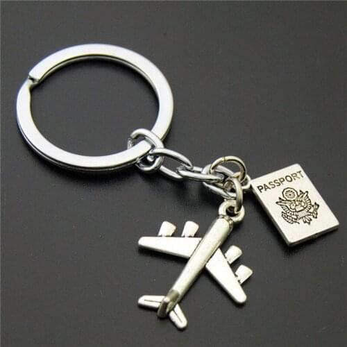 1pc Traveling the World Airplane Passport Keychains Travel Key Ring Diy Accessories Gift for Traveler Wanderlust Jewellery E884