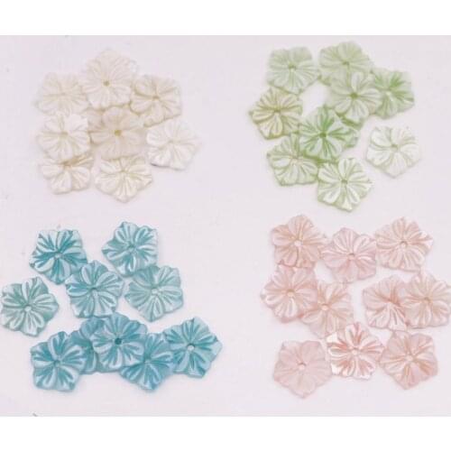 10 PCS Flower Shell Mother of Pearl White Pink Purple Green 12mm