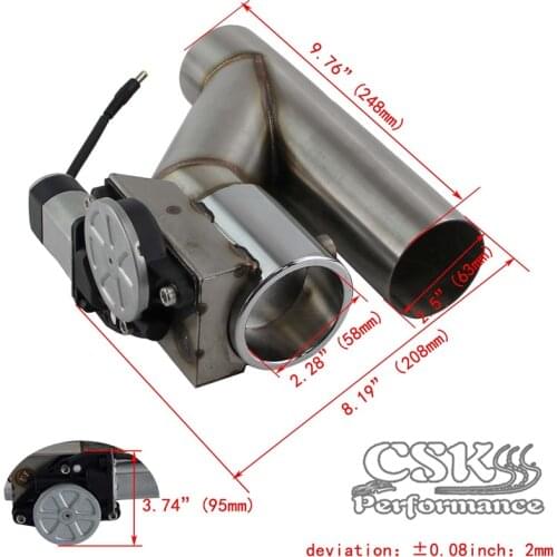 2.5" 63mm Dual Electric Exhaust Cutout Cutoff Downpipe Dump Bypass Valve Kit Wireless Controller / Switch Control