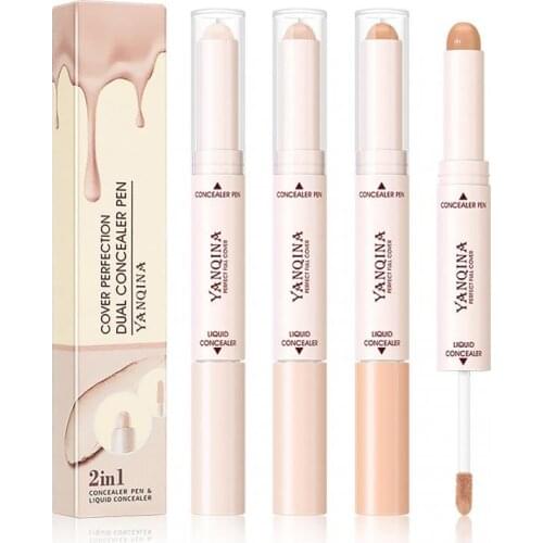 2 In 1 Concealer Pen Concealer Stick 3 Colors Waterproof Long Lasting Concealer Spots Freckle Acne Blemishes Primer Makeup TSLM1