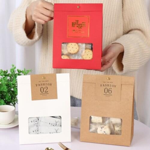 2021 Snowflake crisp packaging bag wedding candy self supporting bag kraft paper bag window nougat candy biscuit bag