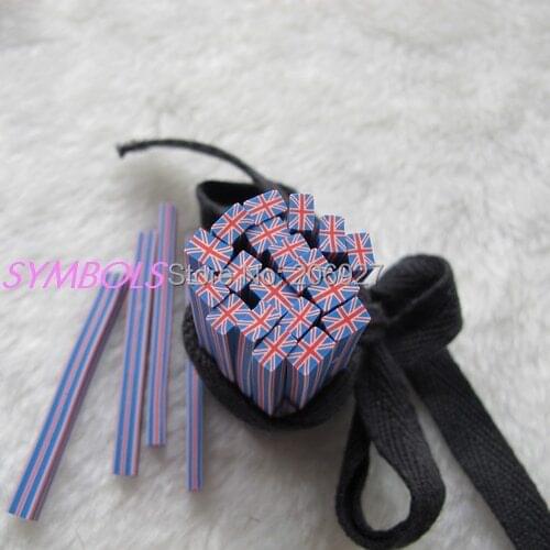 5pcs K-02 5mm Cute UK Flag Cane Fancy Nail Art Polymer Clay Cane Nail Art Decoration