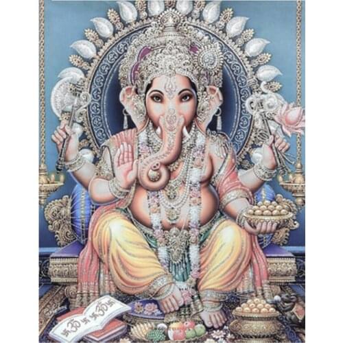 5D DIY Diamond Painting Elephant Head God Ganesha 3D Full Square Diamond Embroidery Mosaic Religion Icon Rhinestone Decor JX536