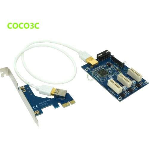 Free shipping 1 to 3 PCI express 1X slots Riser Card PCIe x1 to external 3 PCIe slot adapter PCI-e Port Multiplier Card