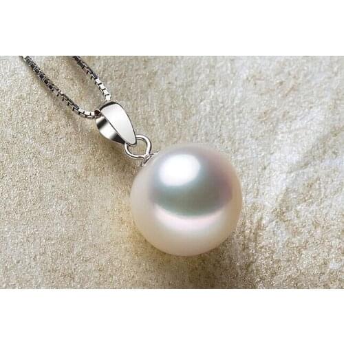 FREE SHIPPING 18"10-11MM NATURAL SOUTH SEA WHITE PEARL NECKLACE PENDANT