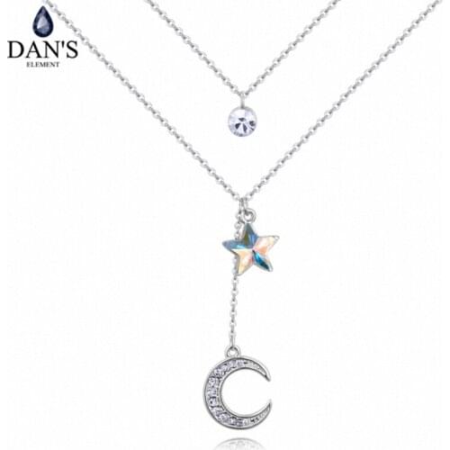 DANS Element Brand 4 Colors Real Austrian Crystals Fashion Water Drop Tassel Pendant Necklace for Women Valentine Gift 128298