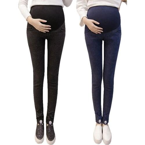Pregnancy Pants For Pregnant Women Denim Jeans Clothes Elastic Waist Stretch Maternity Leggings Clothing Gravida Trousers Wear