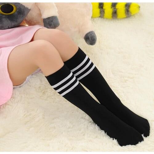 Kids Long Socks Knee High toddler Girls Boot Sock Leg Warmer Cute Striped Black baby Cotton Sock for baby girls