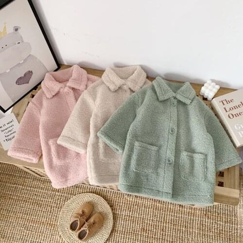 Fast ship 2019 autumn and winter new childrens wear childrens wear girls alpaca long coat childrens coat
