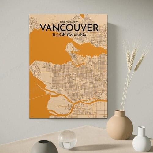 VANCOUVER CITY MAP Canvas Painting Poster Art Picture Wall Decoration Home Decor HD Print Morden Style