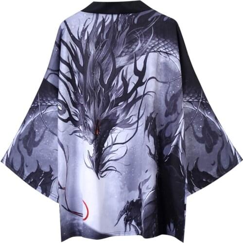 Yukata haori men Japanese kimono cardigan men samurai costume clothing kimono Dragon Print mens kimono shirt yukata haori